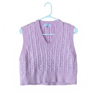 Shekou Pastel Pink Mist V-Neck Cable Knit Sweater Vest Women’s Size Small